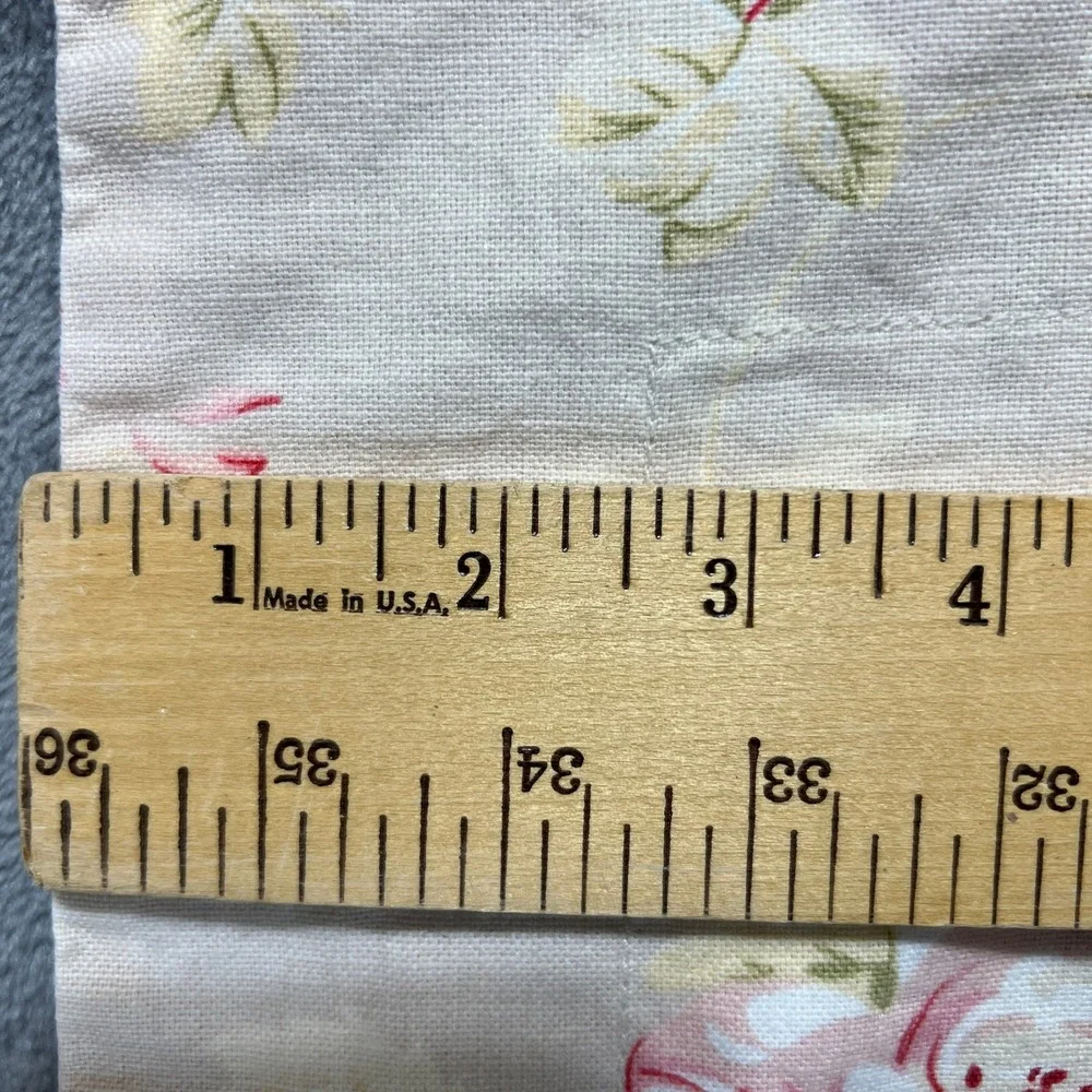 Pair Pottery Barn Ivory Rose Linen Standard Pillow Shams Pink Botanical Cottage